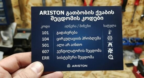 Ariston გათბობის ქვაბის შეცდომის კოდების სია